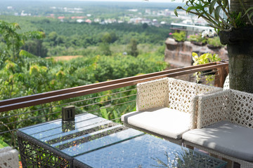 The table set on the mountain.