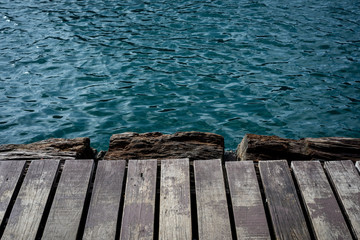 The wood walk way and the sea