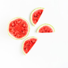 Slices of ripe watermelon on a white background