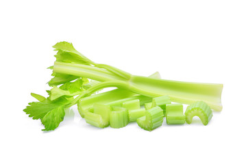 fresh green celery leaves isolated on white background