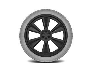 Wheels with blackened rim. Sketch. 3D rendering