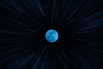 Night sky and blue full moon.