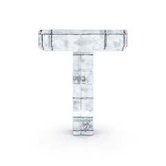 Alphabet made out of ice. 3D rendering
