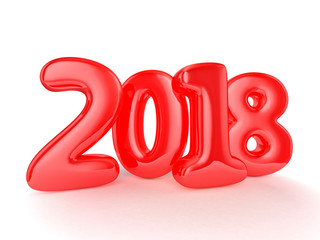 Toy balloons isolated on white background. Happy New Year 2018. 3D rendering
