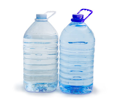 Two different large plastic bottle of drinking water