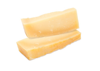 Two pieces of the parmesan cheese
