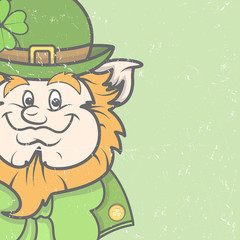 Happy Adult Leprechaun Face - Vintage Grunge Graphic