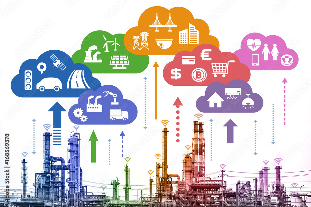 Aufkleber smart factory and internet of things.