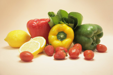 Fresh vegetables and colourful fruits 