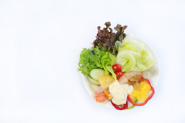 Fresh vegetable salad with copy space.