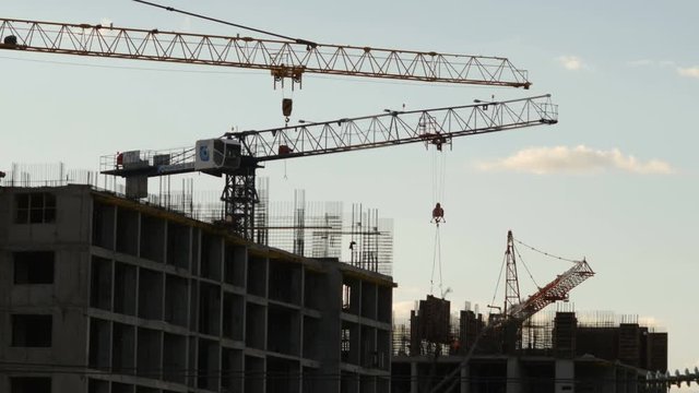 Construction site sunset, timelapse