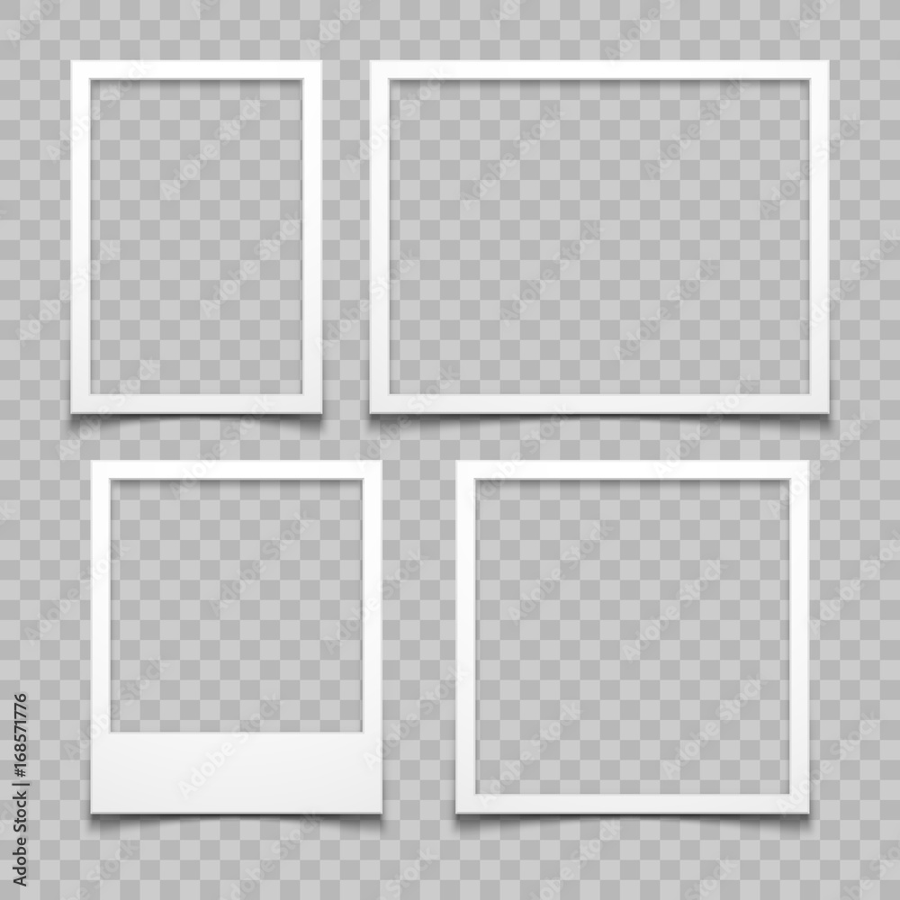 Poster photo frames with realistic drop shadow vector effect isolated. image borders with 3d shadows
