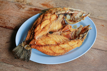 fried striped bass fish (famous thai food)