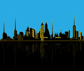 Fototapeta premium Retro Skylines Vector background