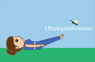 Yoga Cartoon Vector Pose - Uttanpadasana