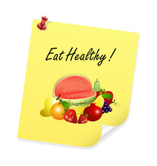 Fresh Fruits Vector - eat healthy slogan