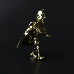 Golden superhero - 3D illustration