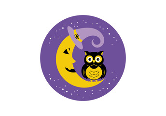 Halloween owl icon or logo in modern line style. Vector illustration.