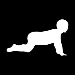 Crawling baby white color icon .