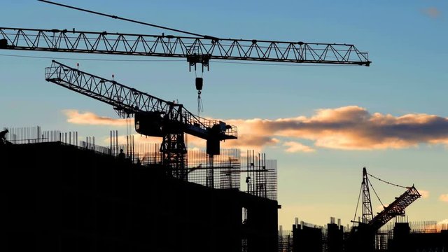 Construction site sunset, timelapse