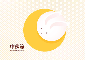 Mid Autumn Festival : moon rabbit on the sky illustration design vector