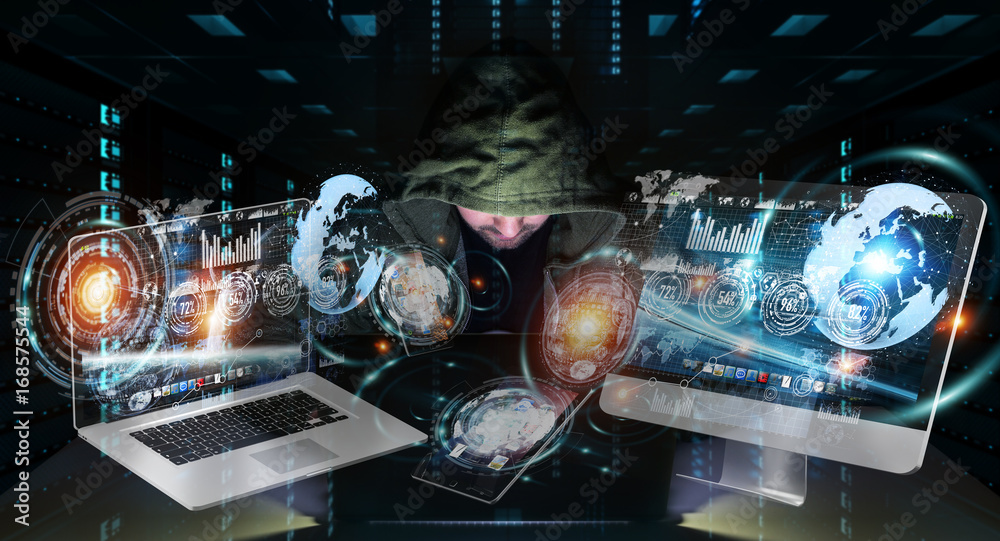 Leinwandbilder Hacker accessing to personal data information with a computer 3D rendering