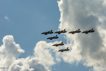  Expositions of International Aerospace Salon MAKS-2017 in Zhukovsky, Moscow region, Russia. Al Fursan aerobatic team from United Arab Emirates