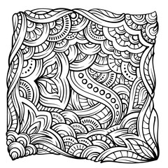 Fantasy black and white ornamental pattern page