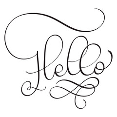 Hello word on white background. Hand drawn Calligraphy lettering Vector illustration EPS10