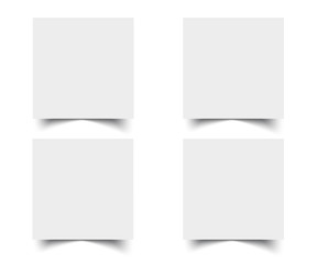 Web square banners with shadow set. White paper cards