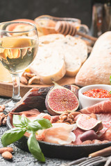Italian antipasti wine snacks set