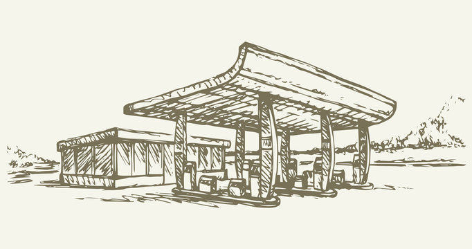 Petrol station. Vector drawing