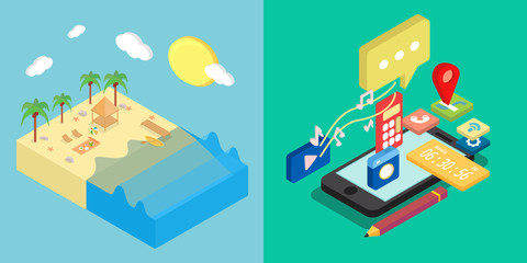 Naklejka premium Isometric Design Set