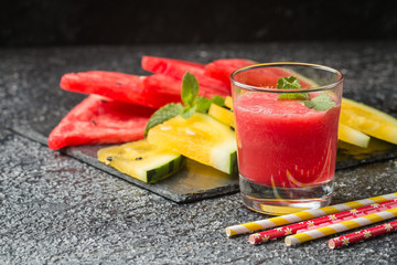 Glass of fresh watermelon juice