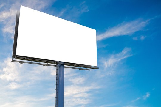 Large billboard against blue sky. 3D rendered illustration.