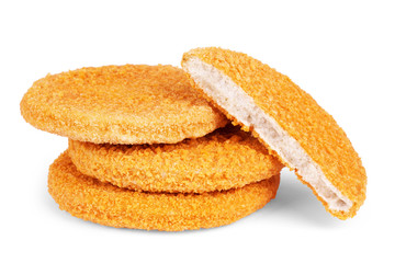 Fishcake burger isolated on white background.