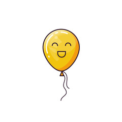 Yellow balloon isolated on white background.