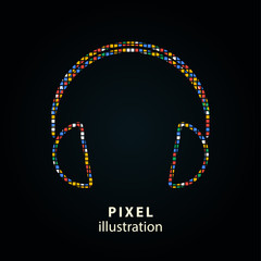 Headphone - pixel illustration.