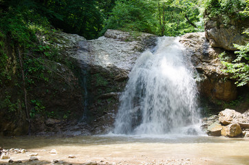 Stunning beauty of the mountains of the Northwest Caucasus . Waterfalls