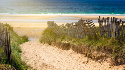 Fototapeta na wymiar Path to the beach, Quiberon's landscape, Bretagne (Brittany), France