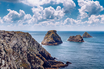 Les Tas de Pois, Pointe de Pen-Hir, Crozon Peninsula, Brittany, France.