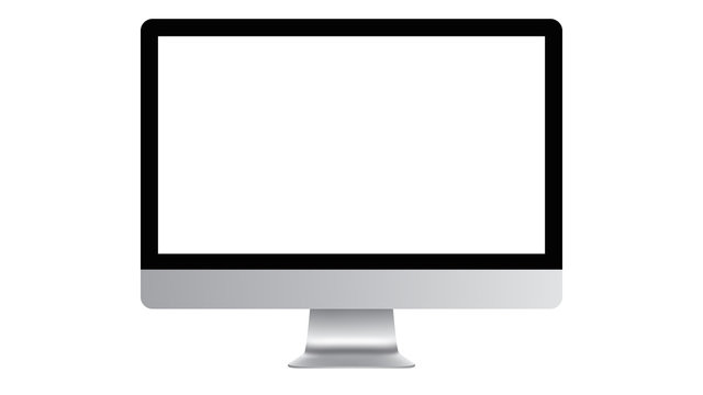 Realistic modern computer monitor with blank screen isolated on white background vector illustration