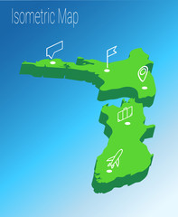 Map new Zealand isometric concept.