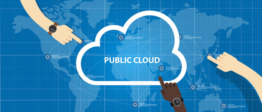 Public Cloud Within A Company Icon Of Global Data Store Hand Managing