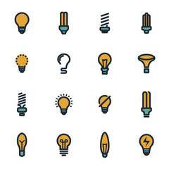 Vector flat bulbs icons set