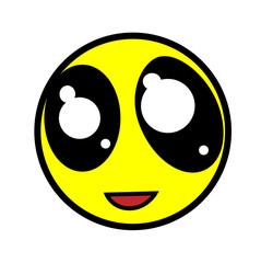 Retro cute yellow smiley Cartoon Face Expression