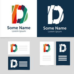 Editable business card template with D letter logo.Vector illustration.EPS10.