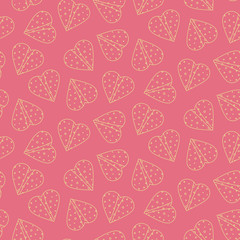 Nice outline tortilla hearts seamless pattern on pink background. Cute mexican fast food tortilla hearts texture for textile, wrap paper, banner, cover, cafe and restaurant menu design