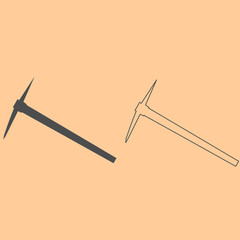 Pickaxe dark grey set icon .