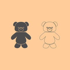 Little bear dark grey set icon .